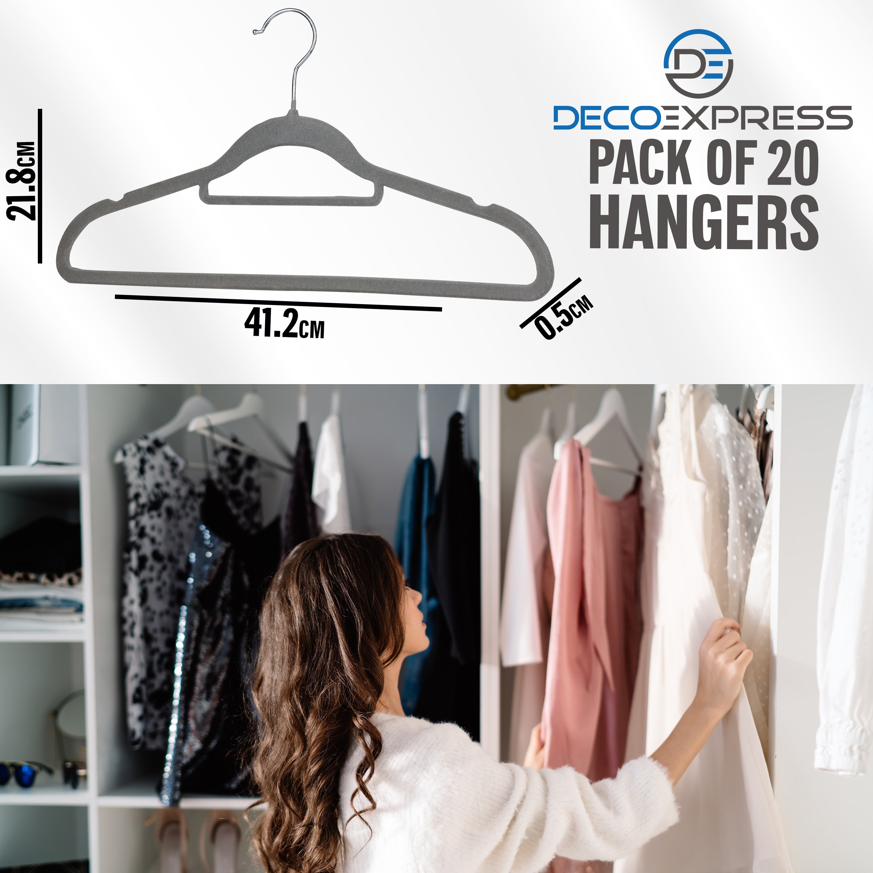Deco Express Velvet Hangers, Space Saving Non Slip Coat Hangers for Clothes - 20 Pack - Get Trend