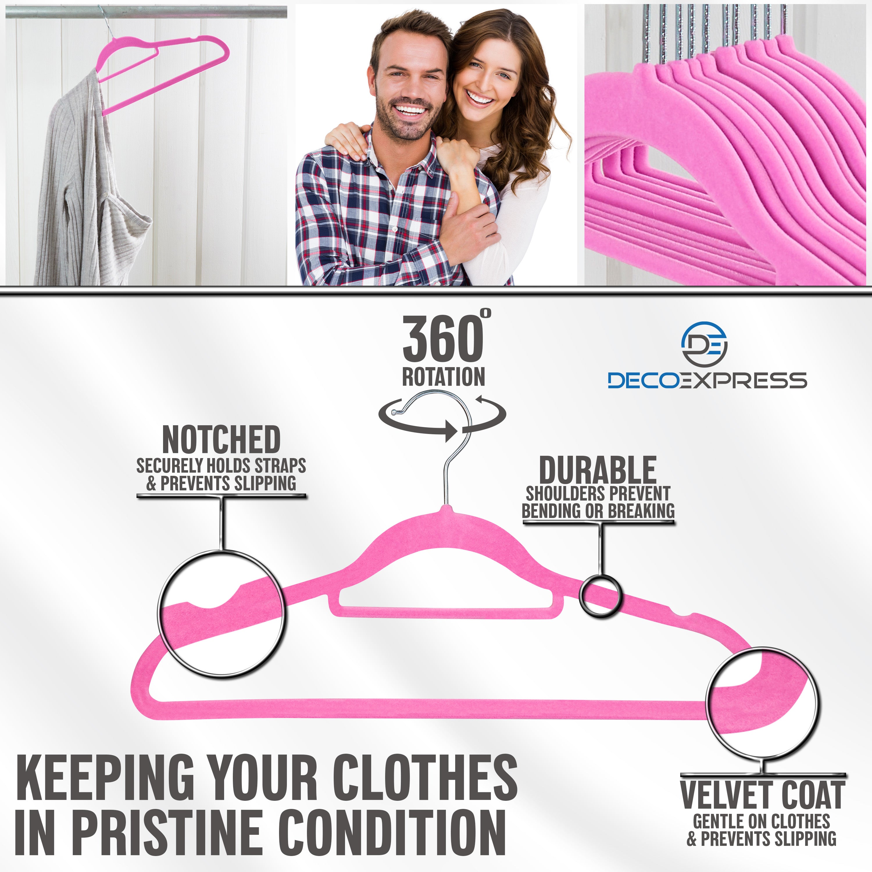 Deco Express Velvet Hangers, Space Saving Non Slip Coat Hangers for Clothes - 20 Pack - Get Trend