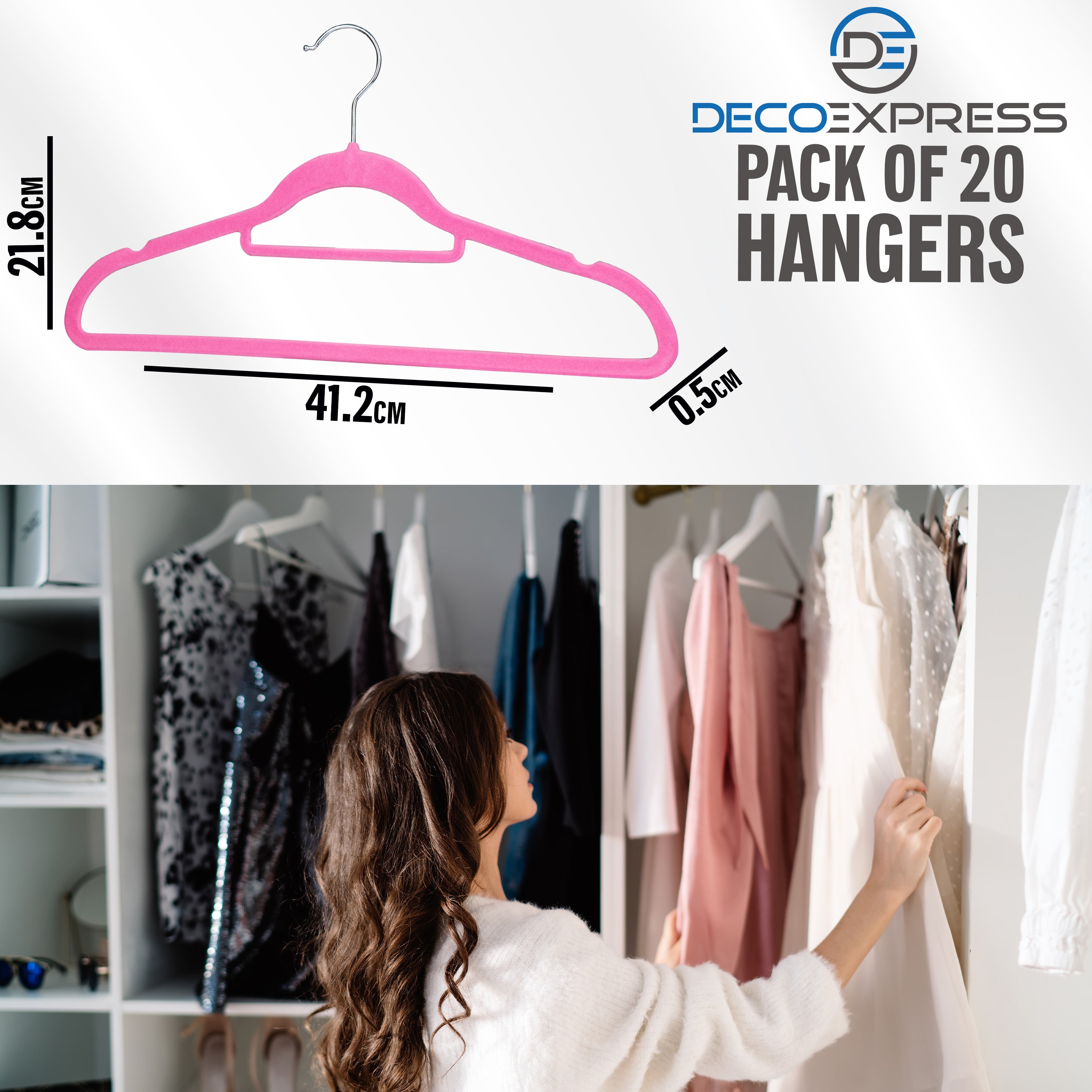 Deco Express Velvet Hangers, Space Saving Non Slip Coat Hangers for Clothes - 20 Pack - Get Trend