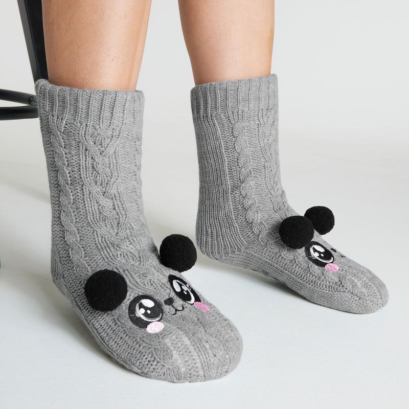 CityComfort Fluffy Socks for Women - GRAY PANDA - Get Trend