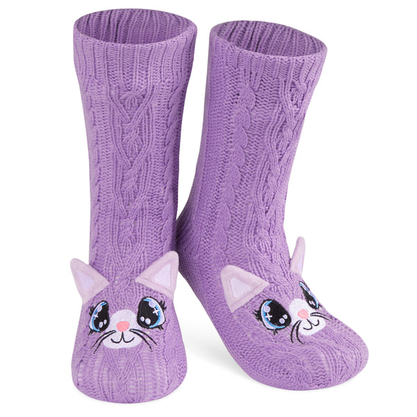 CityComfort Fluffy Socks for Women - PURPLE CAT - Get Trend
