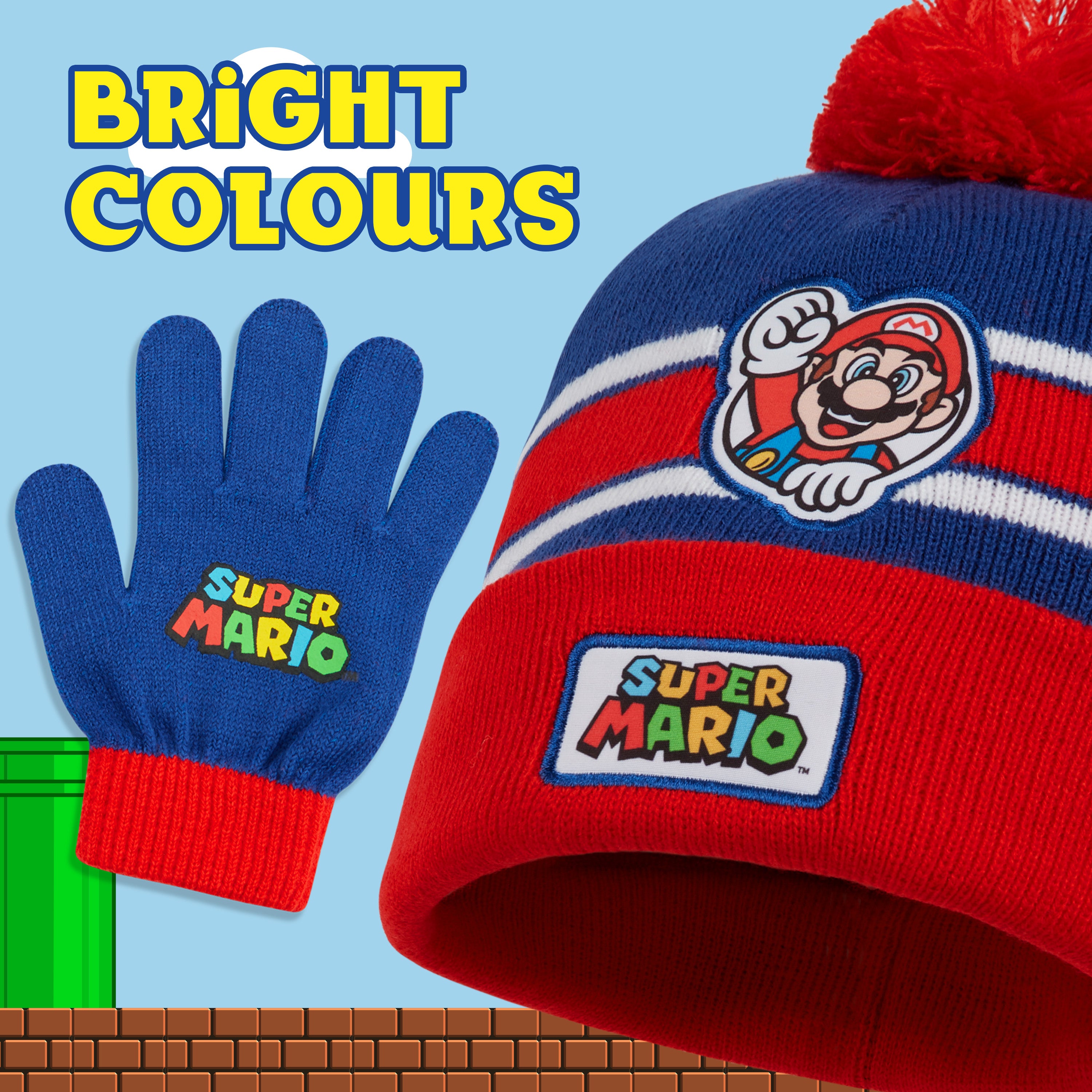 Super Mario Boys Winter Accessories Set, for School Travel - Boys Gifts - Get Trend