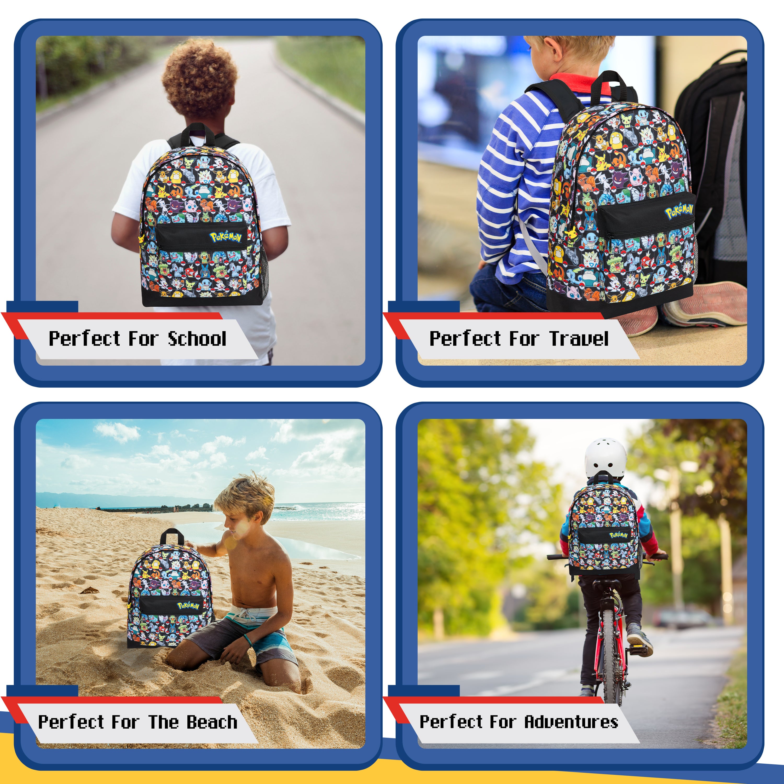 Pokemon Backpack for Kids Teenagers Pikachu Rucksack School Bag with Zipped Pockets - Get Trend