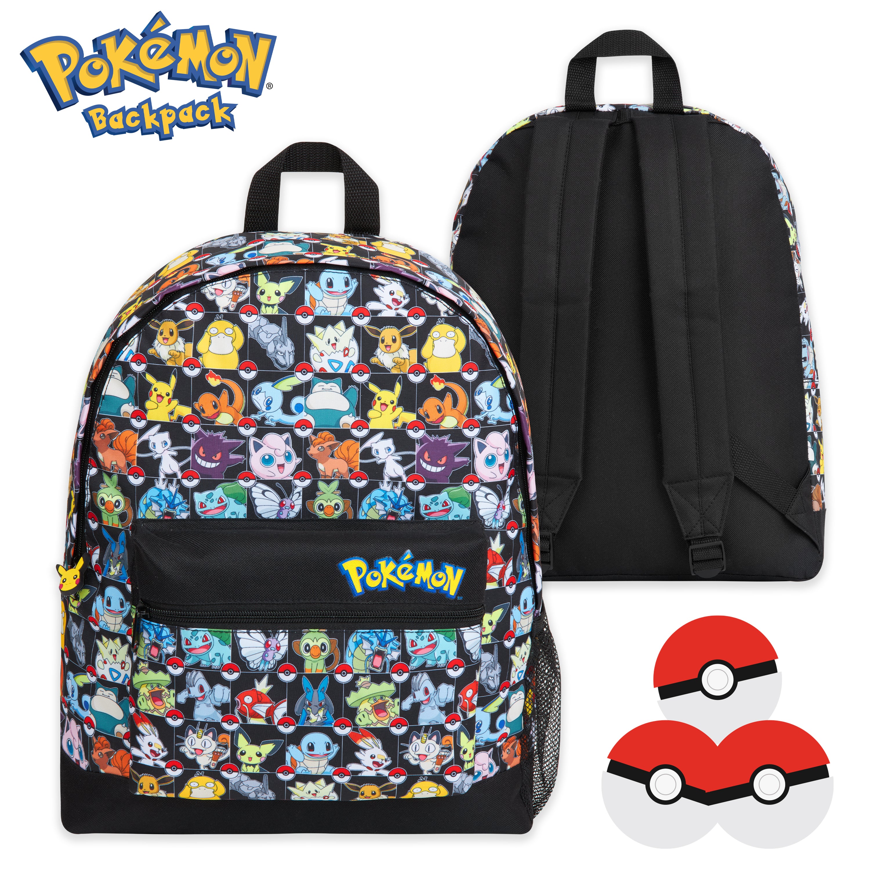 Pokemon Backpack for Kids Teenagers Pikachu Rucksack School Bag with Zipped Pockets - Get Trend
