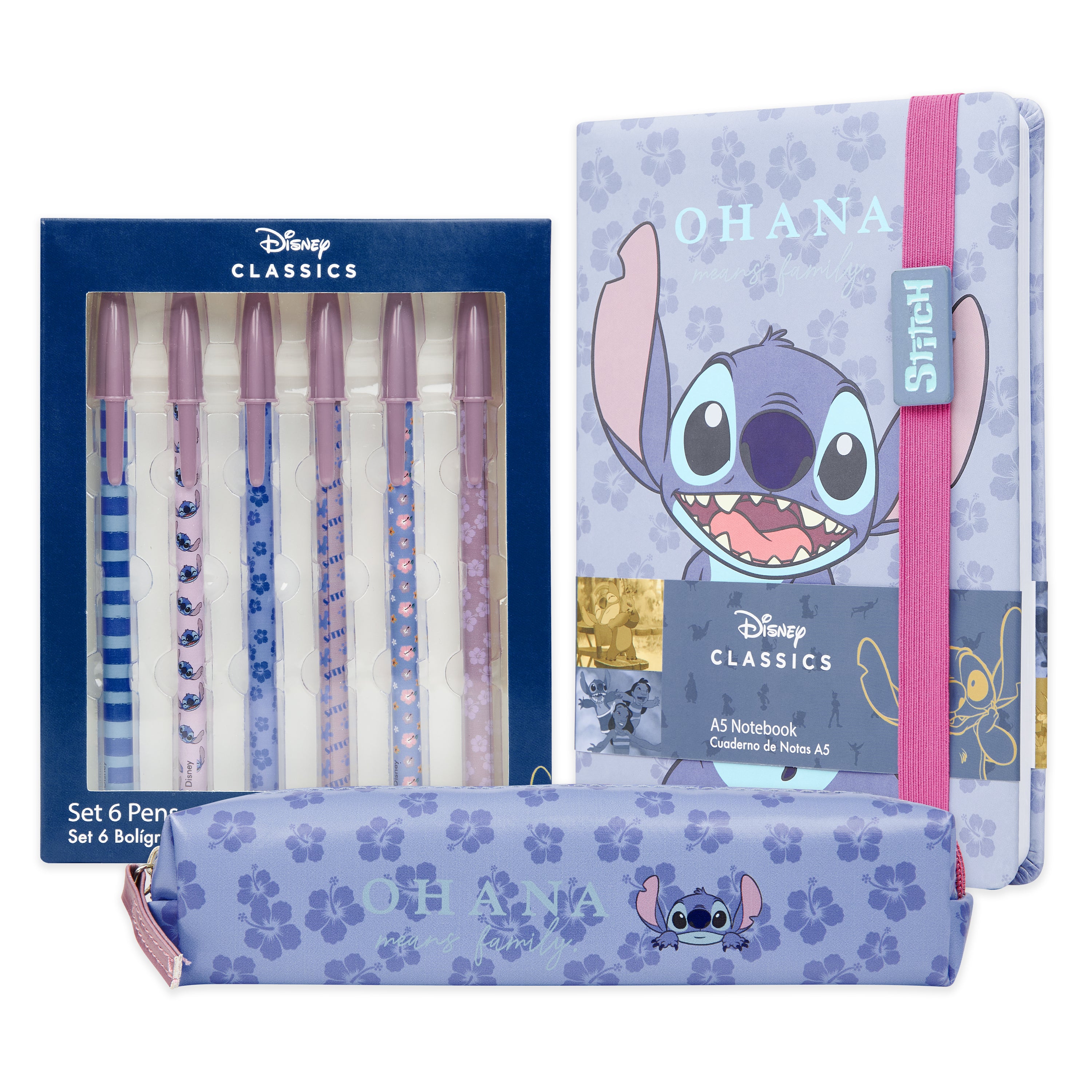 Disney Stitch Stationery Supplies Set Notebook Pencil Case & Ballpoint Pens or Notepad Colouring Pencils & Accessories for School Office (Blue) - Get Trend