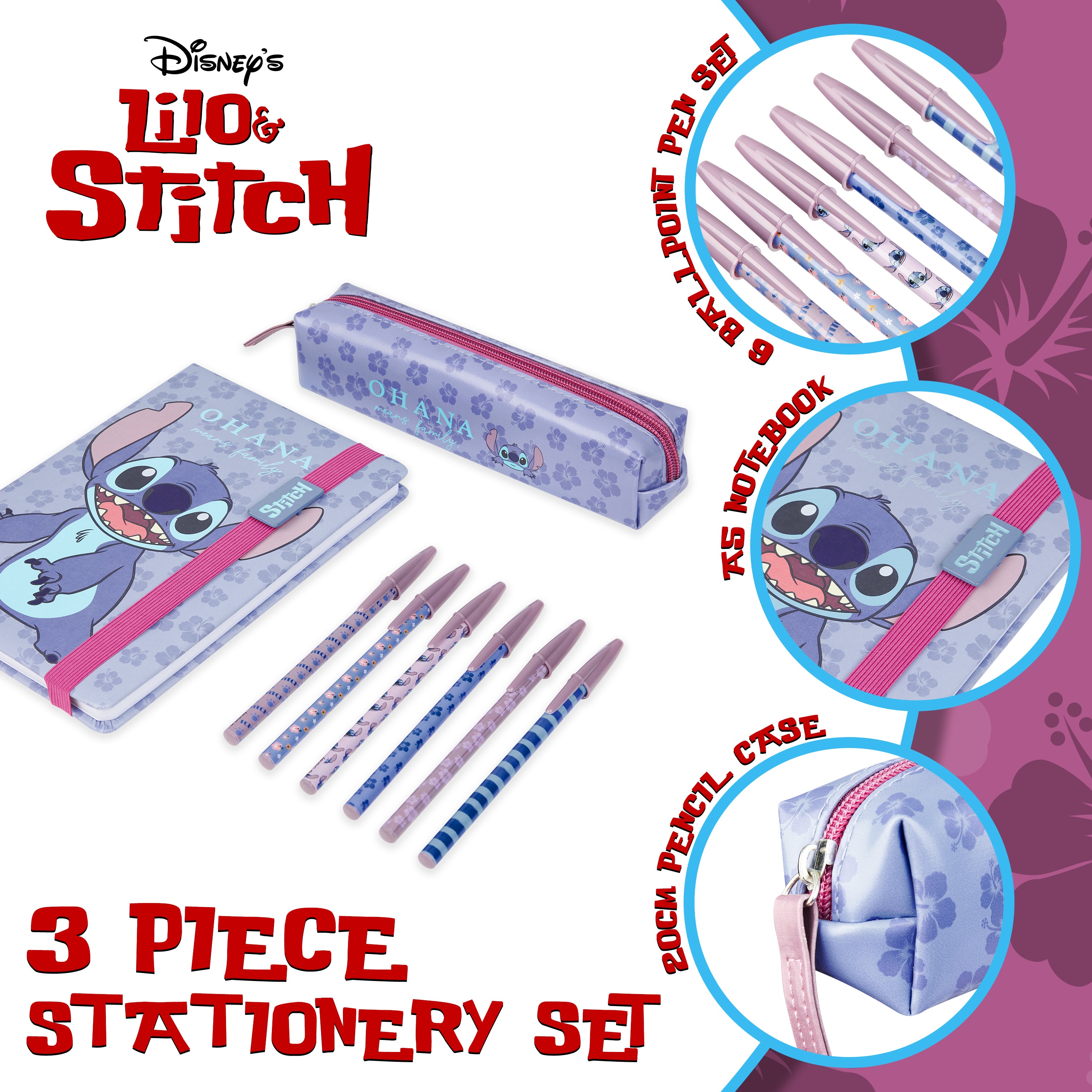 Disney Stitch Stationery Supplies Set Notebook Pencil Case & Ballpoint Pens or Notepad Colouring Pencils & Accessories for School Office (Blue) - Get Trend