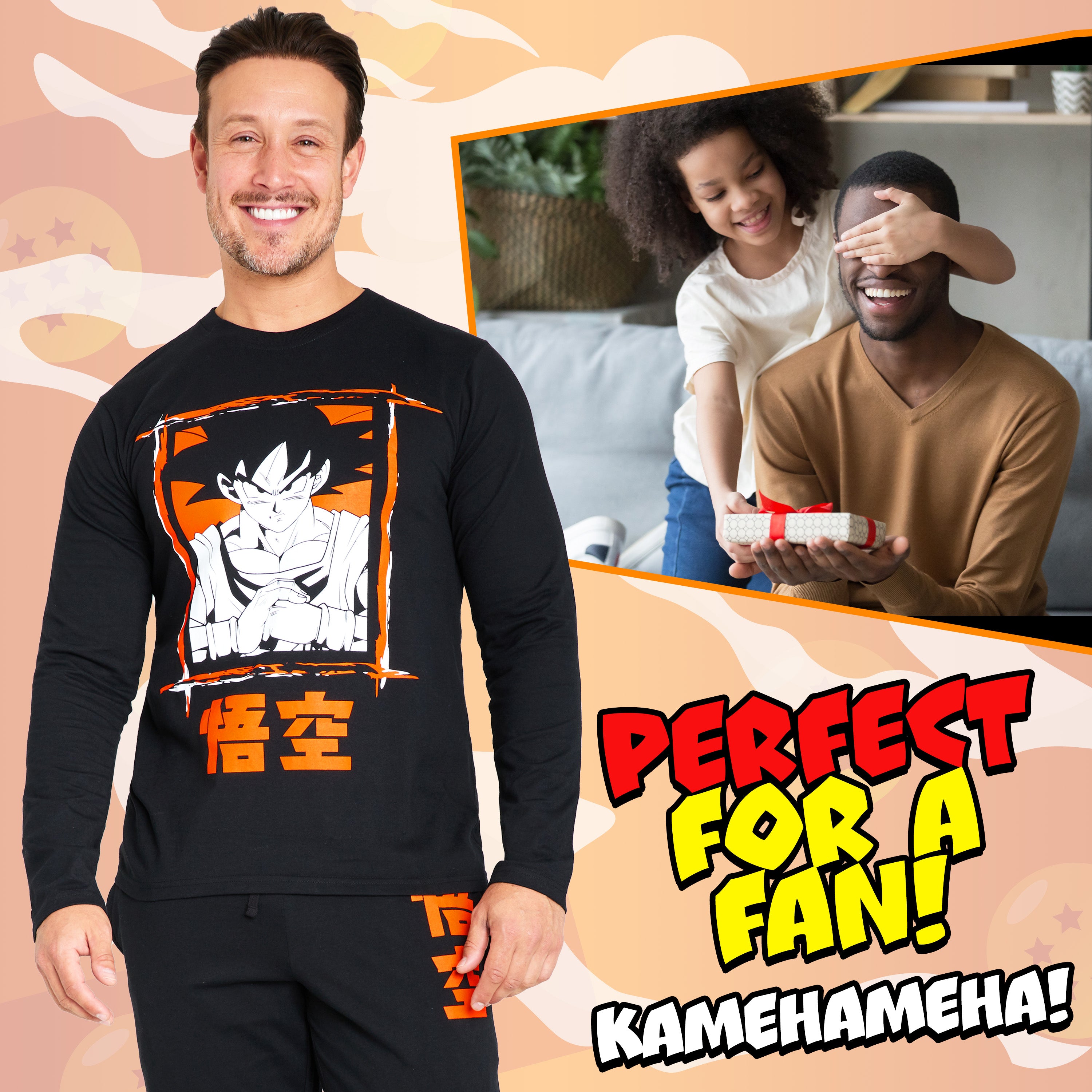 Dragon Ball Z Mens Long Pyjama Set, Soft Comfortable PJs Loungewear - Gifts for Men - Get Trend