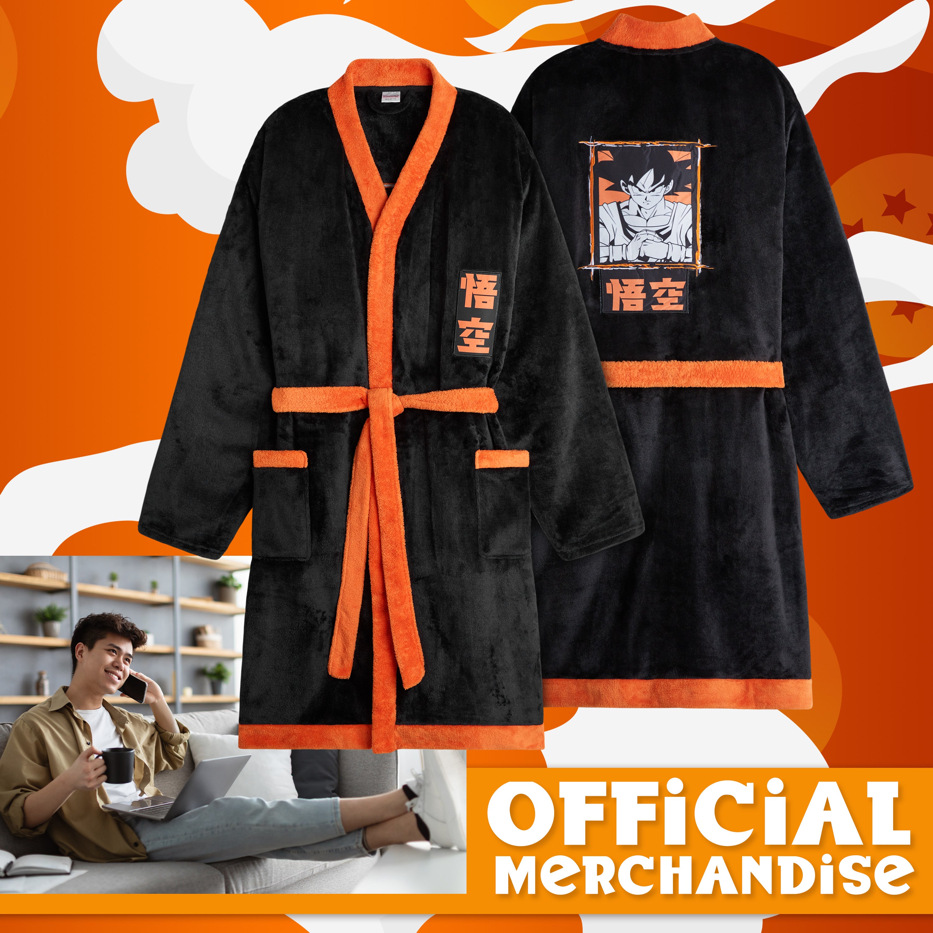 Dragon Ball Z Mens Fleece Dressing Gown Fluffy Bathrobe Loungewear Gifts for Him - Get Trend