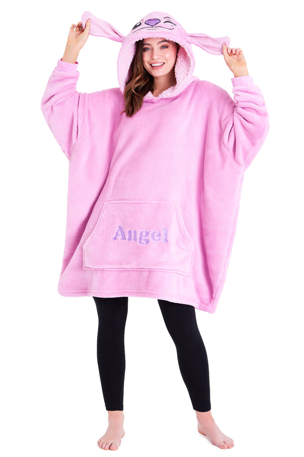Disney Stitch Oversized Blanket Hoodie for Women - Pink Angel - Get Trend