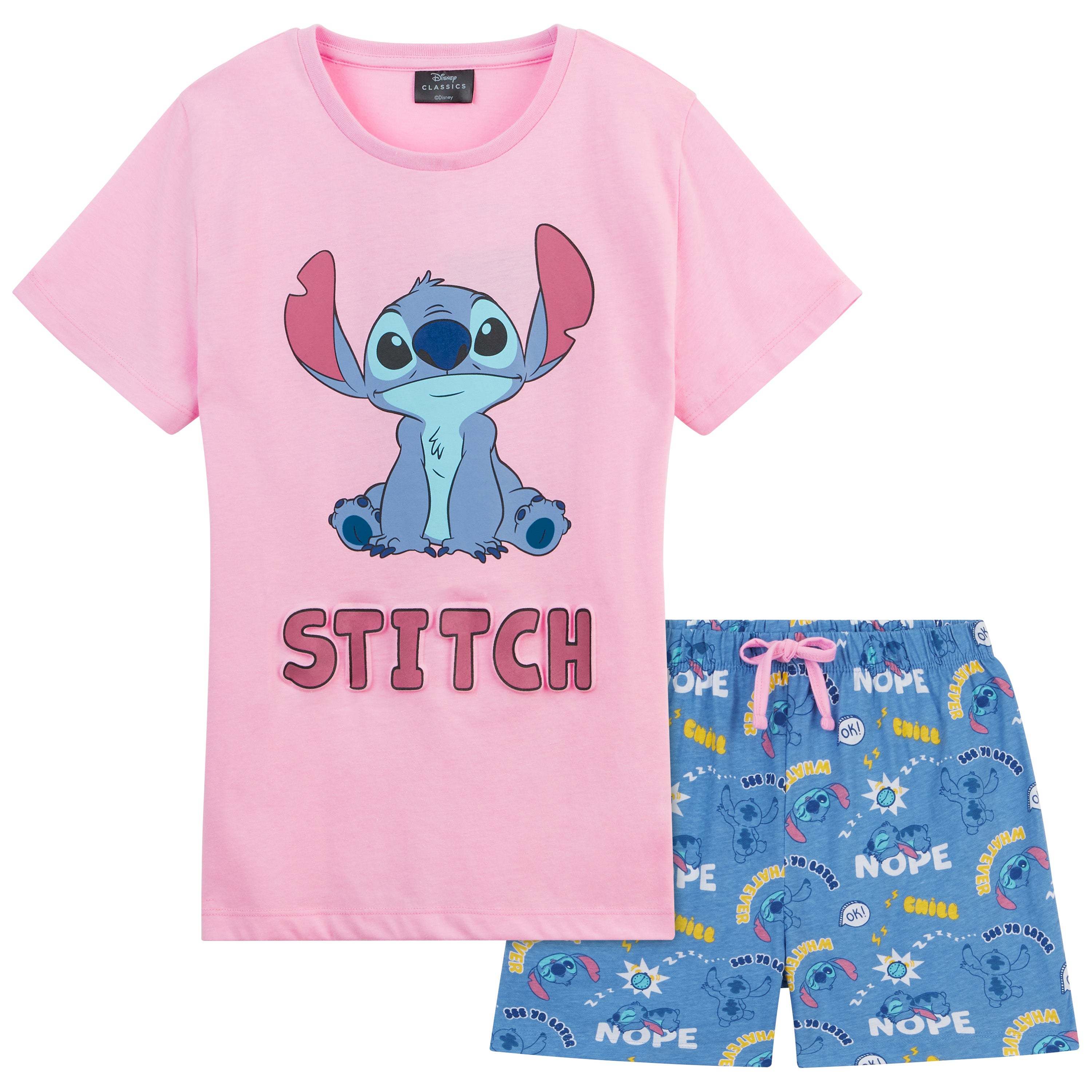 Disney Stitch Girls Pyjamas for Kids and Teenagers 2 Piece Nightwear S