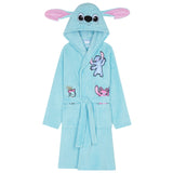 Disney Stitch Girls Teenagers Fleece Dressing Gown with Hood & Pockets, Cosy Robe Fluffy Loungewear Nightwear - Stitch Gifts - Get Trend