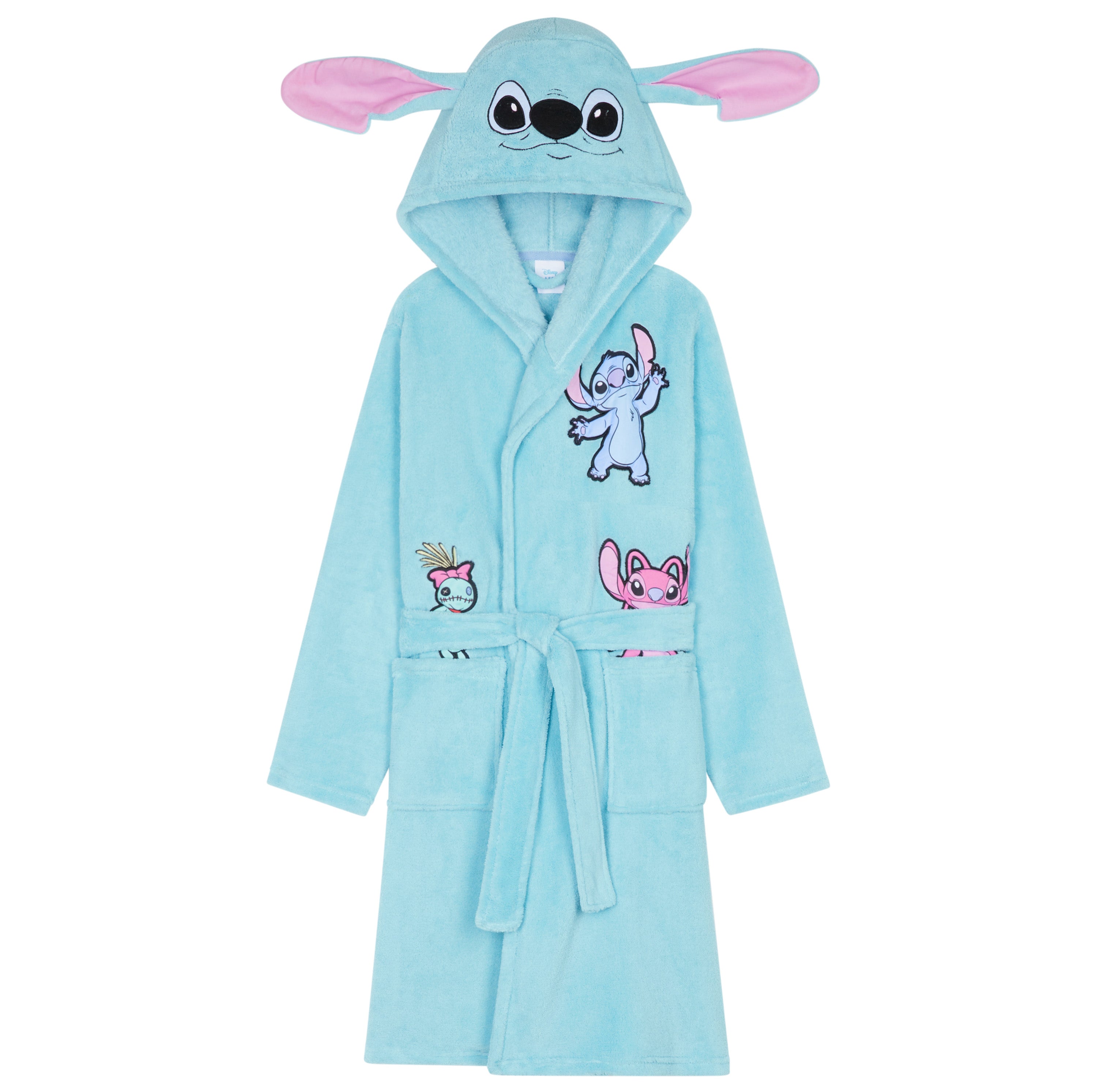 Disney Stitch Girls Teenagers Fleece Dressing Gown with Hood & Pockets, Cosy Robe Fluffy Loungewear Nightwear - Stitch Gifts - Get Trend