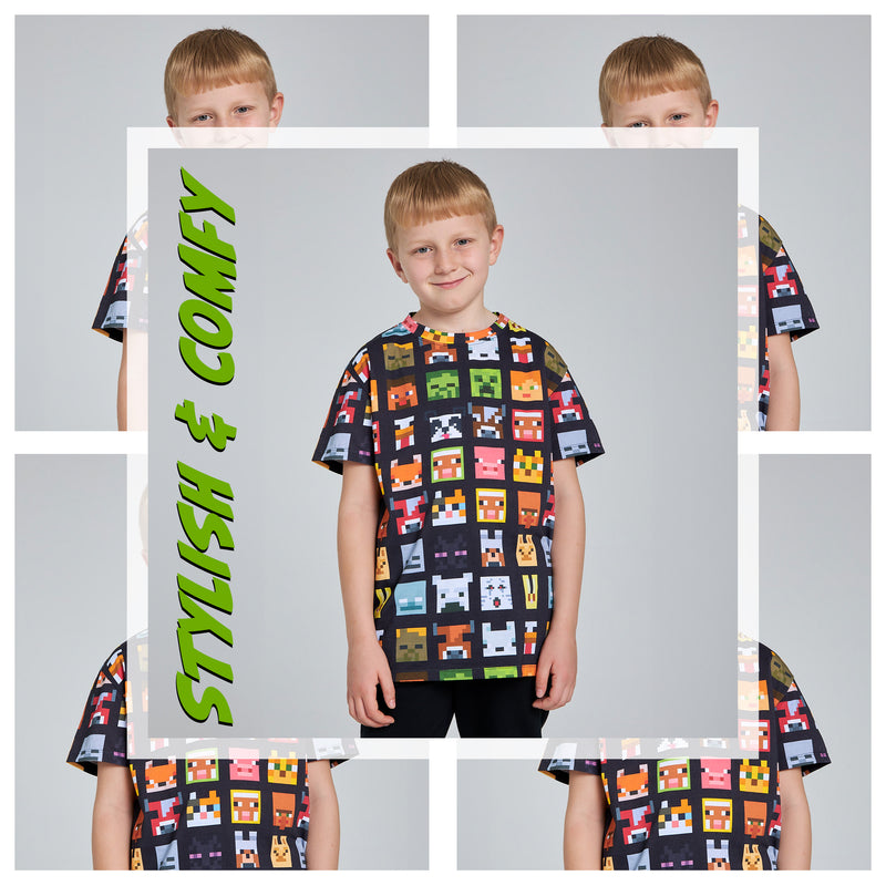 Minecraft Boys Crew Neck T-Shirts, Soft Breathable Material Pack of 2 Boys Gifts - Get Trend