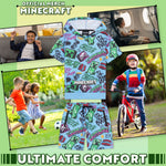 Minecraft Hoodie Shorts Tracksuit Set Boys 2 Pcs Creeper Teenagers Gamer Summer Short Sleeved Hooded Sweatshirt Zipped Pockets Sports Casual Activewear - Get Trend