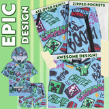 Minecraft Hoodie Shorts Tracksuit Set Boys 2 Pcs Creeper Teenagers Gamer Summer Short Sleeved Hooded Sweatshirt Zipped Pockets Sports Casual Activewear - Get Trend