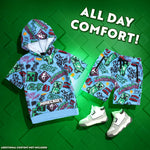 Minecraft Hoodie Shorts Tracksuit Set Boys 2 Pcs Creeper Teenagers Gamer Summer Short Sleeved Hooded Sweatshirt Zipped Pockets Sports Casual Activewear - Get Trend