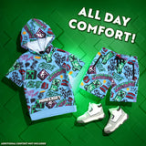 Minecraft Hoodie Shorts Tracksuit Set Boys 2 Pcs Creeper Teenagers Gamer Summer Short Sleeved Hooded Sweatshirt Zipped Pockets Sports Casual Activewear - Get Trend