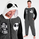 Disney The Nightmare Before Christmas Mens Fleece Onesie with Hood, Cosy Loungewear - Gifts for Him - Get Trend