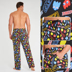 Pac-Man Mens Pyjama Bottoms, Comfy Cotton PJs Loungewear Trousers with Pockets - Gifts for Him - Get Trend