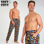 Pac-Man Mens Pyjama Bottoms, Comfy Cotton PJs Loungewear Trousers with Pockets - Gifts for Him - Get Trend