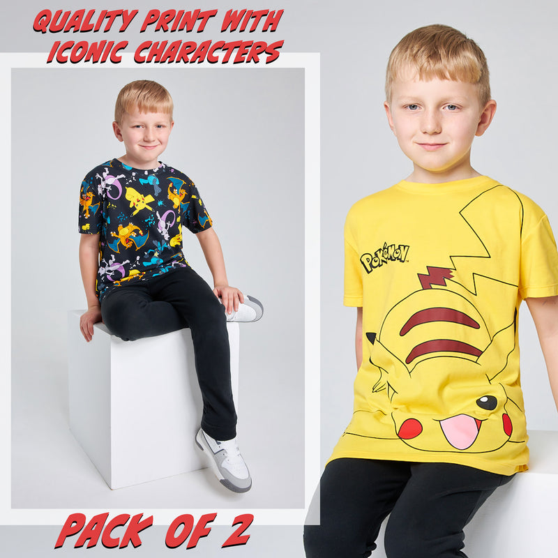 Pokemon Boys Crew Neck T-Shirts, Soft Breathable Material Pack of 2 - Boys Gifts - Get Trend