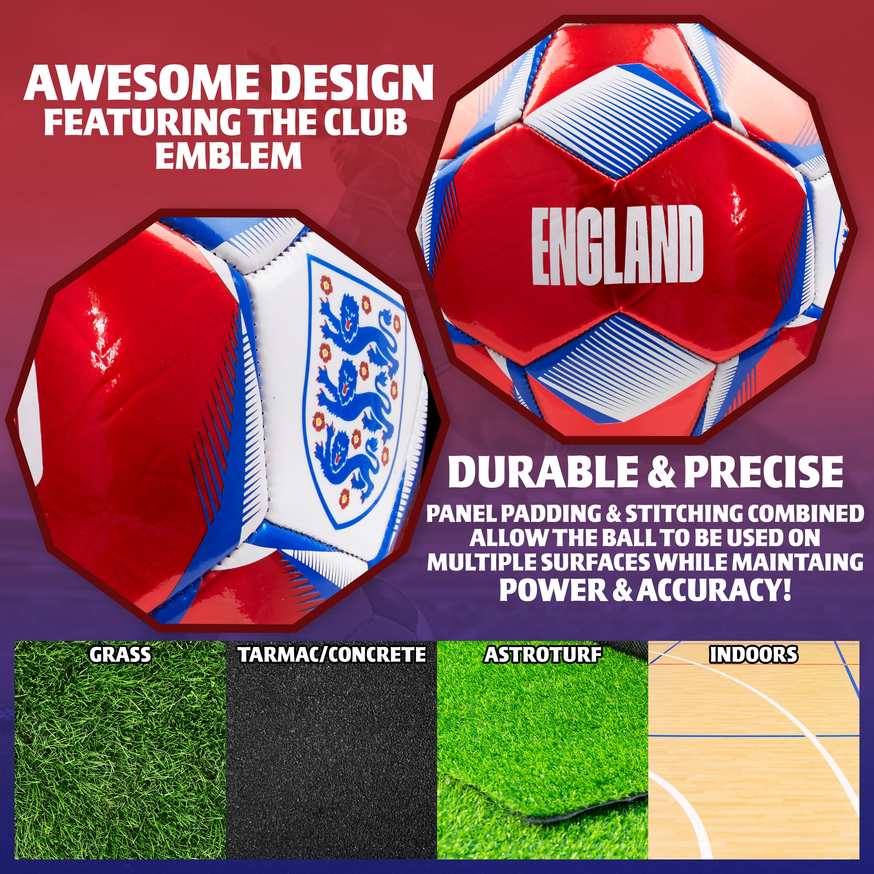 England FA Football - Soccer Ball for Adults & Teenagers - Size 5 - Get Trend