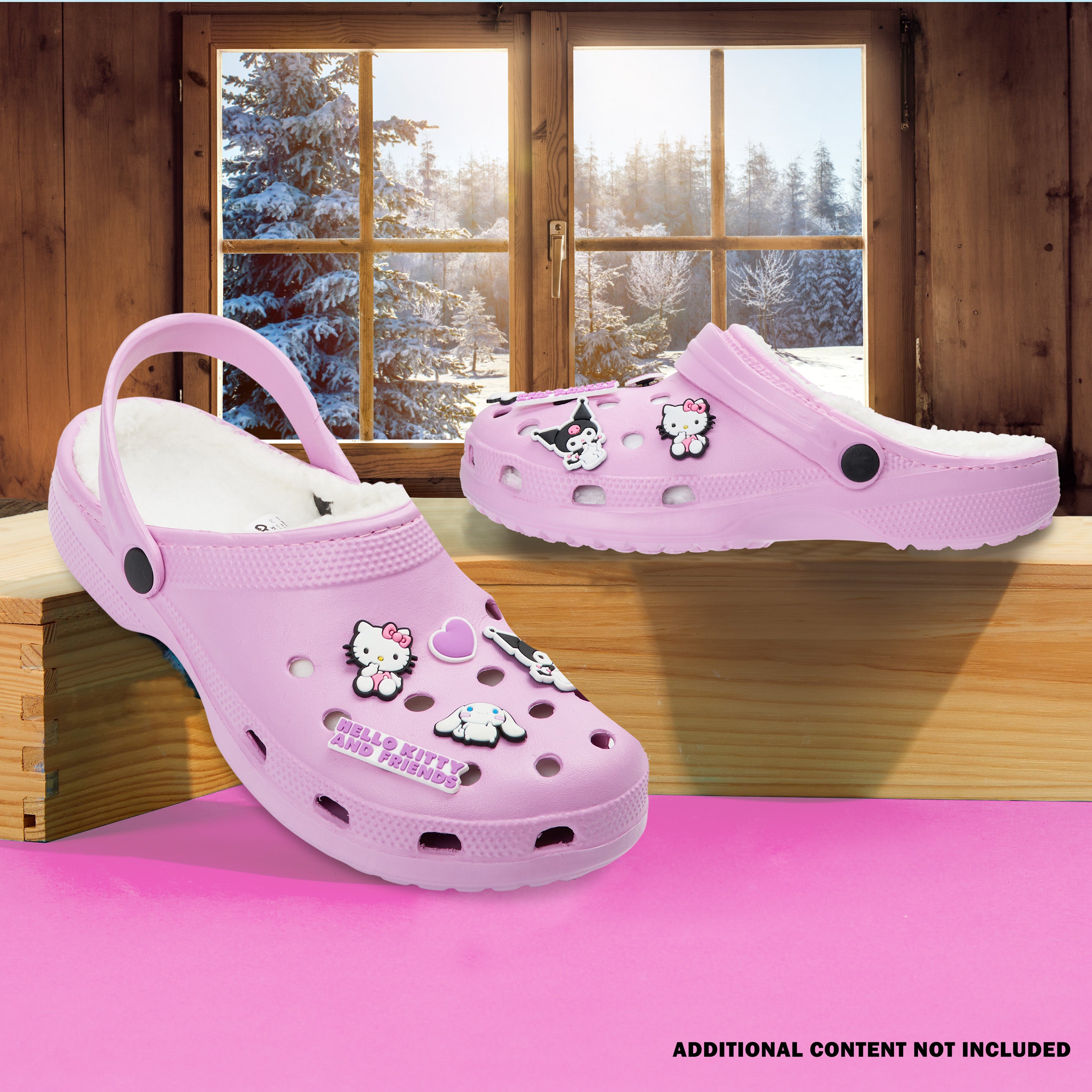 Hello Kitty Clogs Womens Teens Winter Fleece Lining & Removable Charms - Get Trend