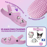 Hello Kitty Clogs Womens Teens Winter Fleece Lining & Removable Charms - Get Trend