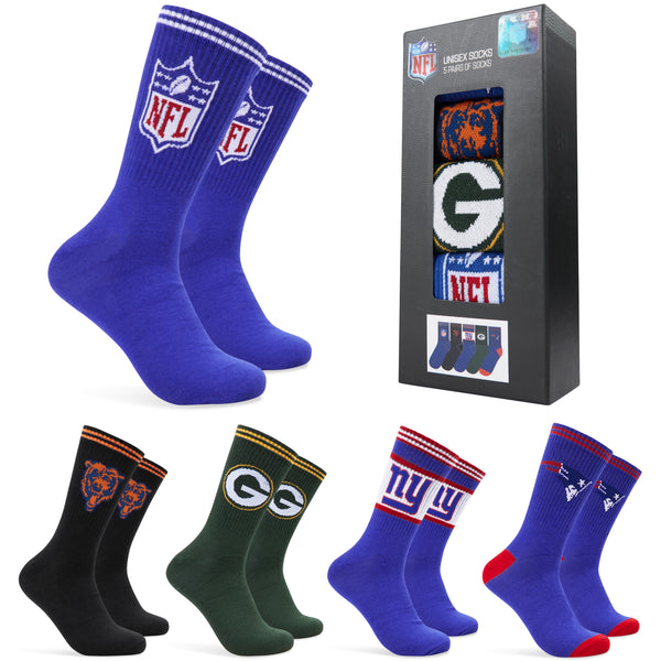 NFL Socks for Adults and Teenagers - Pack of 5 Calf Socks - Get Trend