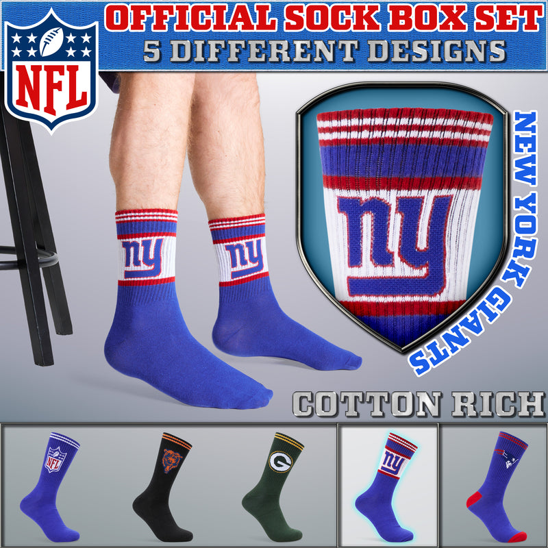 NFL Socks for Adults and Teenagers - Pack of 5 Calf Socks - Get Trend