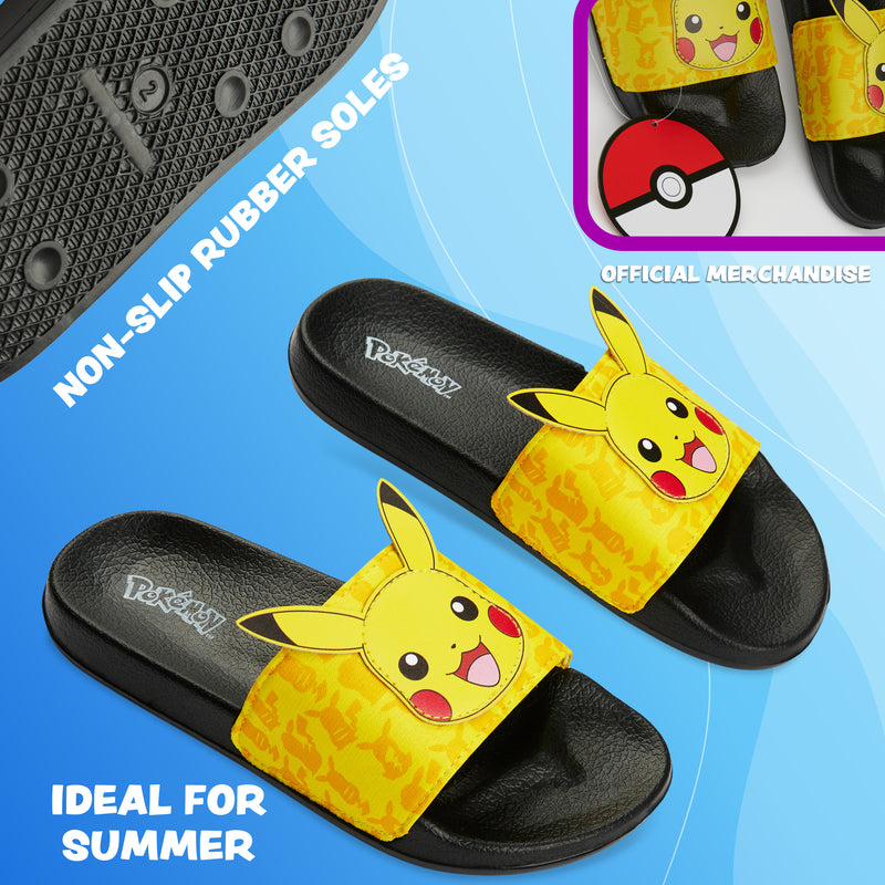 Pokemon Boys Sliders, Beach or Pool Shoes for Kids - Yellow - Get Trend