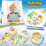 Pokemon Kids Clogs with Removable Fur Lining & Charms, Anime Gifts for Kids - Get Trend