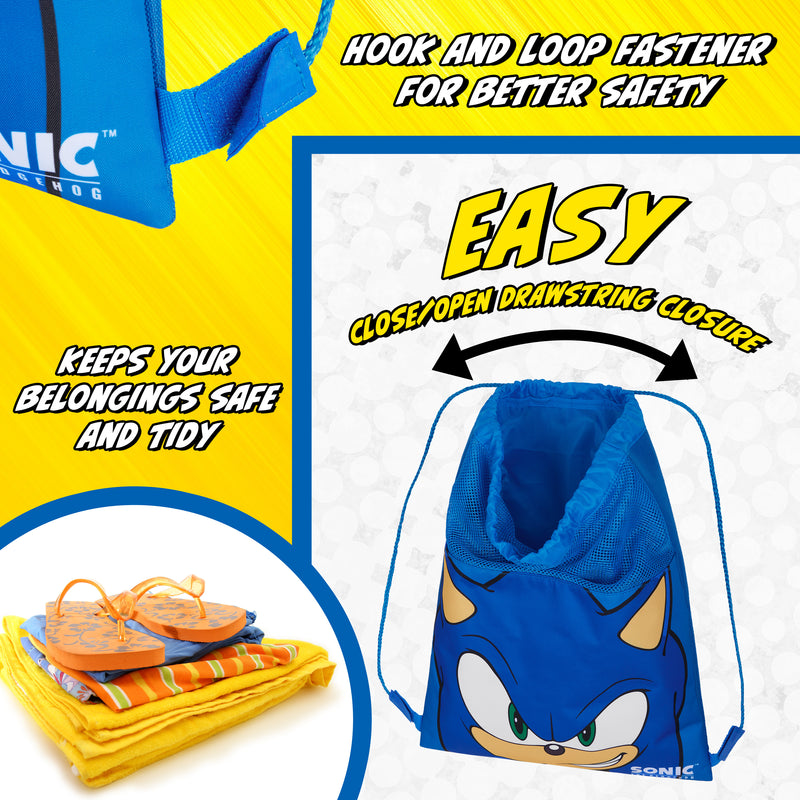 Sonic The Hedgehog Kids Drawstring Bags - Gamer Swimming Bag, School, Sports, PE Bag - Get Trend