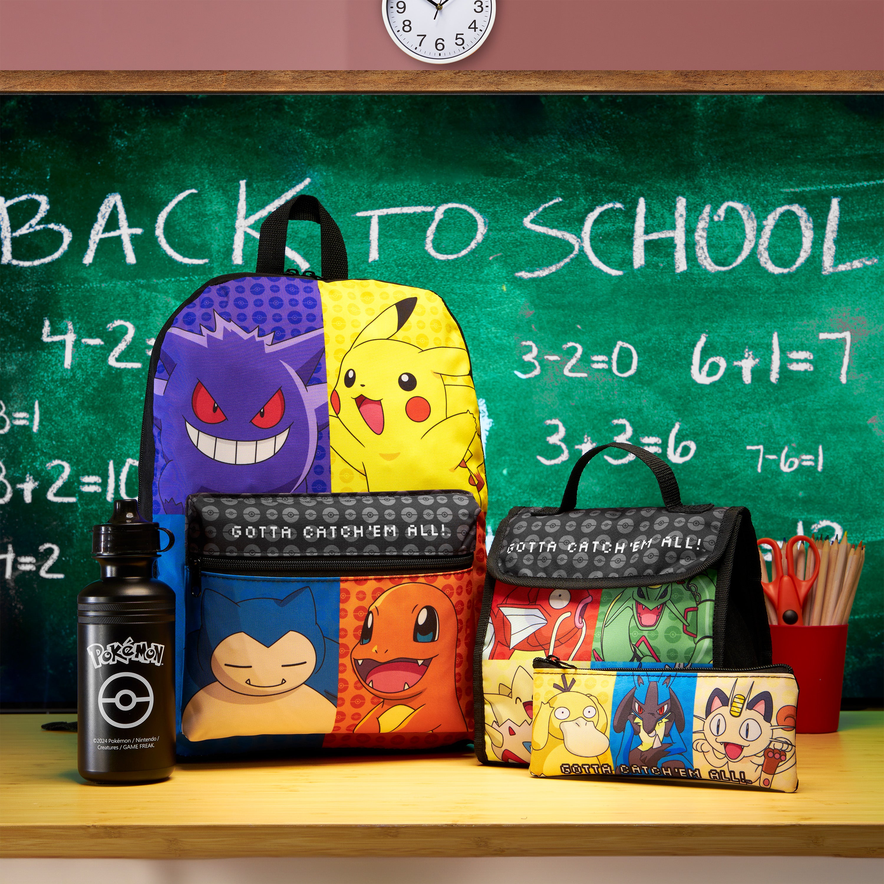 Pokemon Kids Backpack Set, 4 Pcs School Supplies Rucksack Insulated Lunch Bag - Get Trend