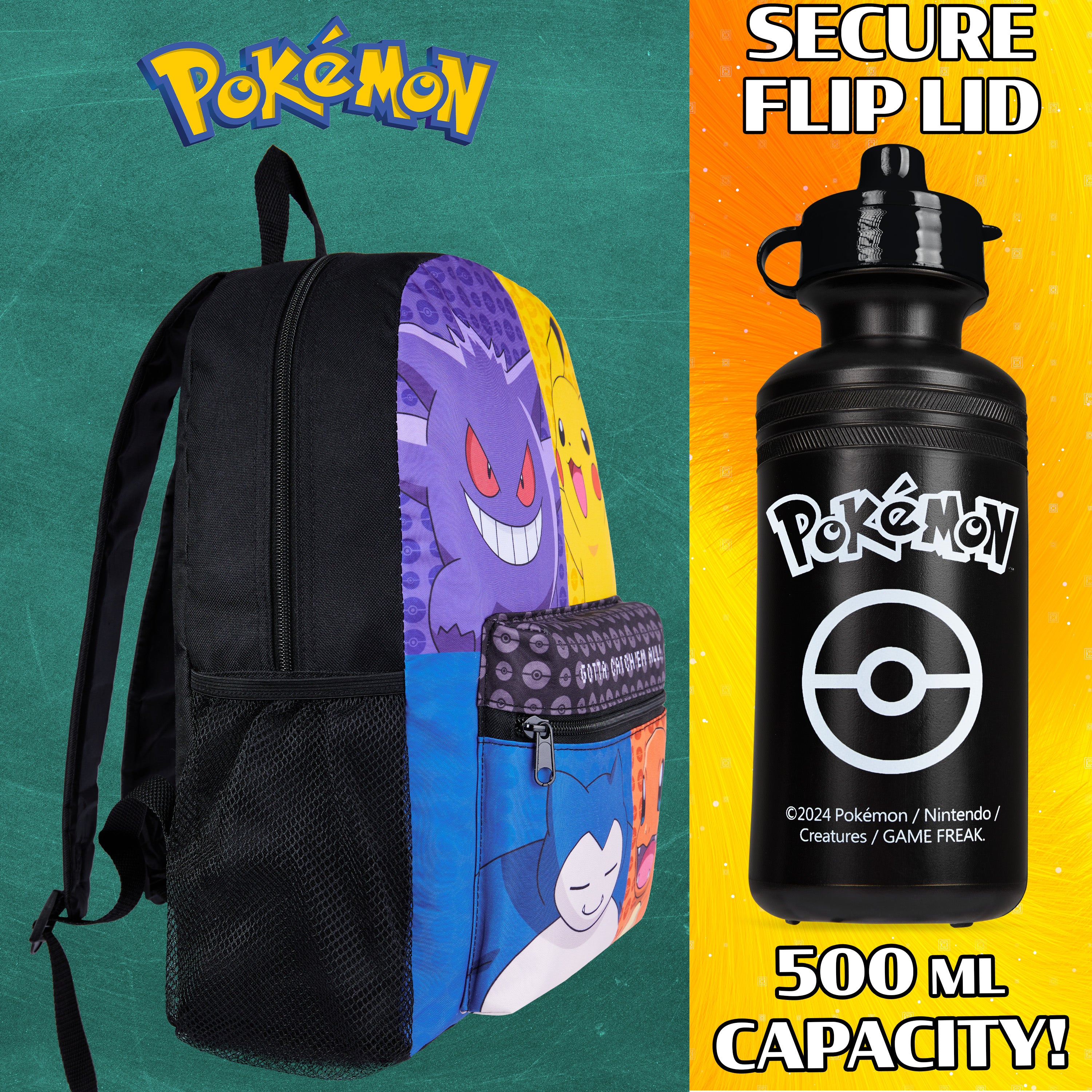 Pokemon Kids Backpack Set, 4 Pcs School Supplies Rucksack Insulated Lunch Bag - Get Trend