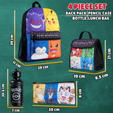 Pokemon Kids Backpack Set, 4 Pcs School Supplies Rucksack Insulated Lunch Bag - Get Trend
