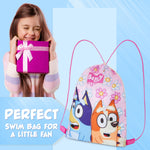 Bluey Drawstring Swim Bag for Girls, String Swimming Bag, School, Sports, Travel, PE Bag - Get Trend