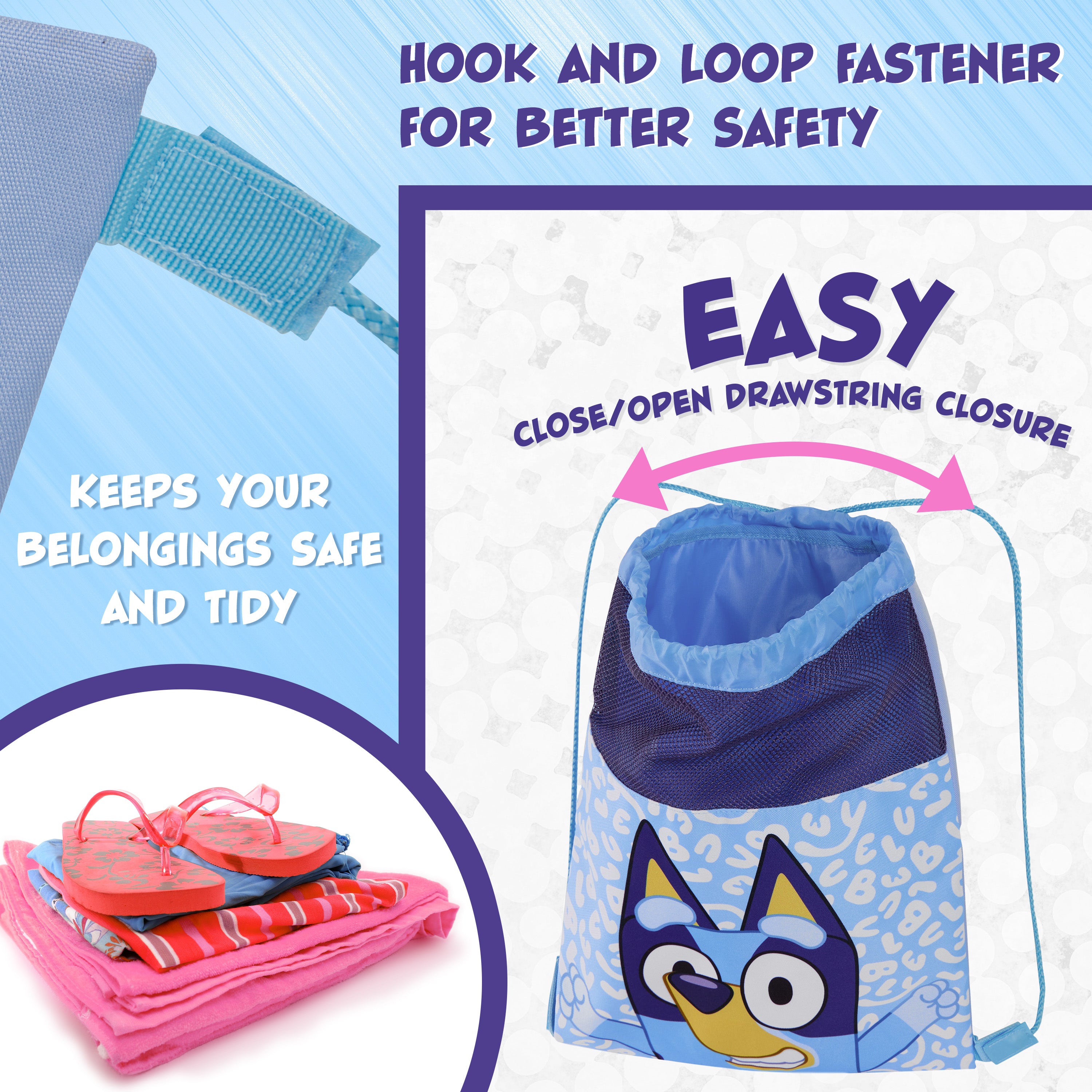 Bluey Drawstring Swim Bag for Kids, String Swimming Bag, School, Sports, Travel, PE Bag - Get Trend