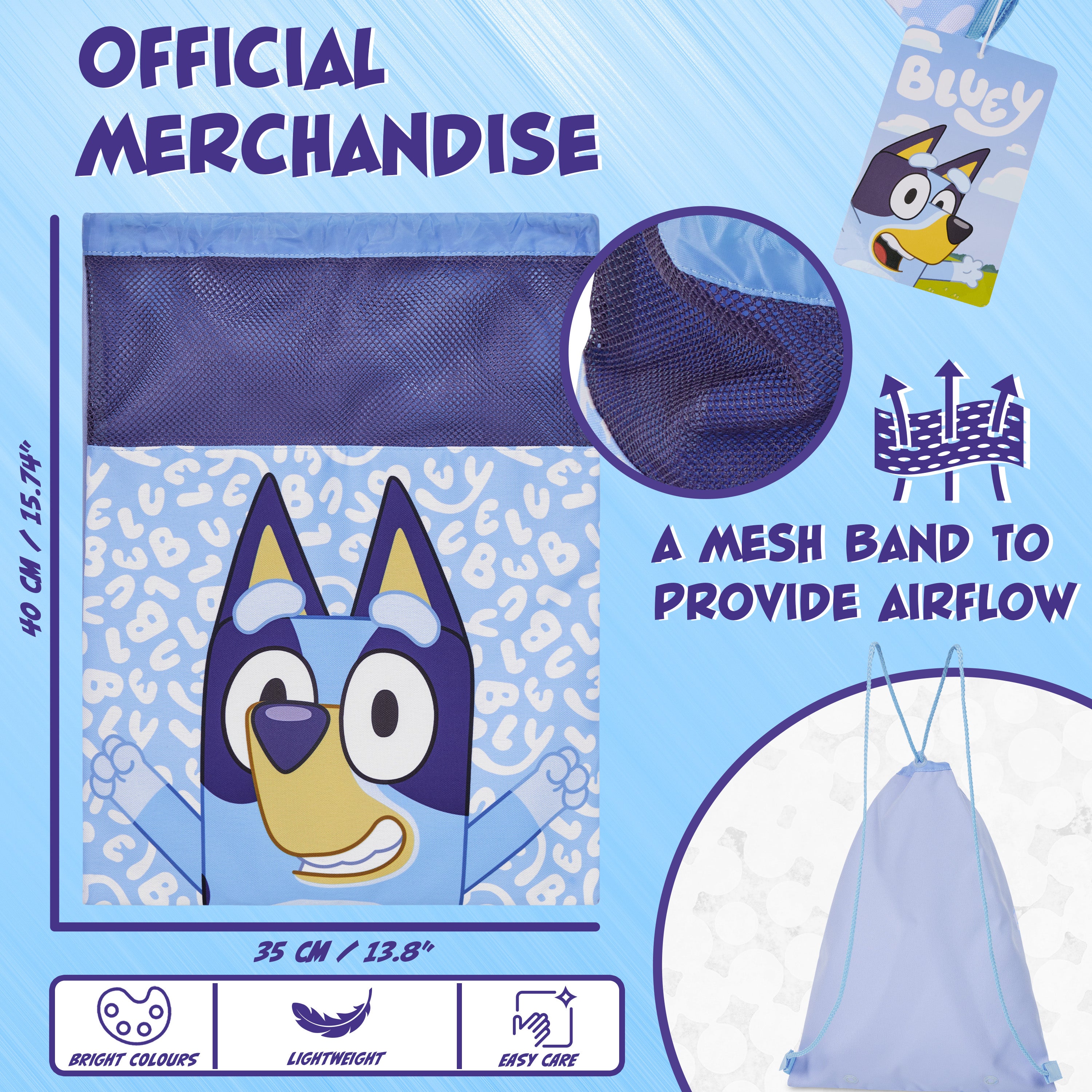 Bluey Drawstring Swim Bag for Kids, String Swimming Bag, School, Sports, Travel, PE Bag - Get Trend