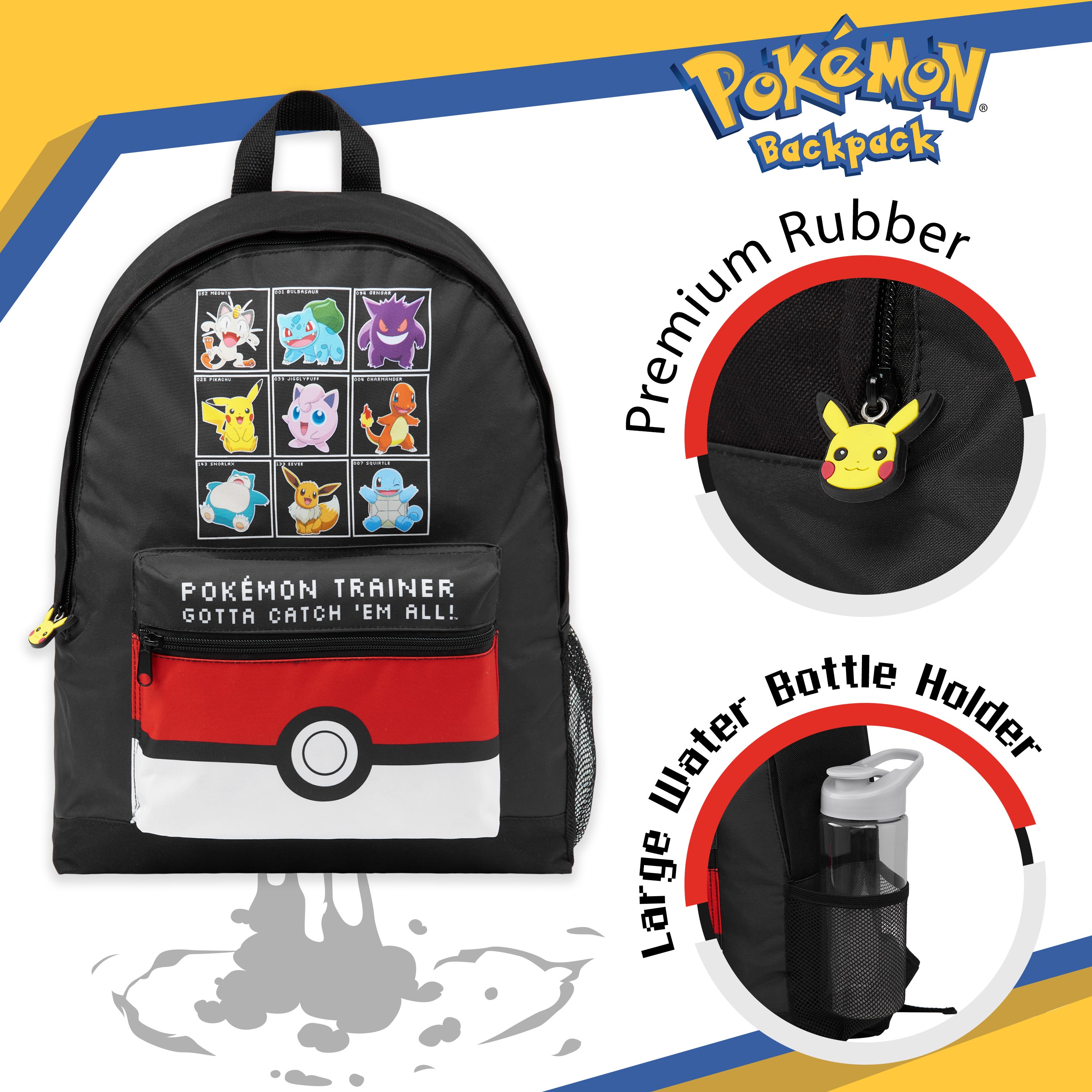 Pokemon Backpack for Kids Teenagers Pikachu Rucksack School Bag with Zipped Pockets - Get Trend