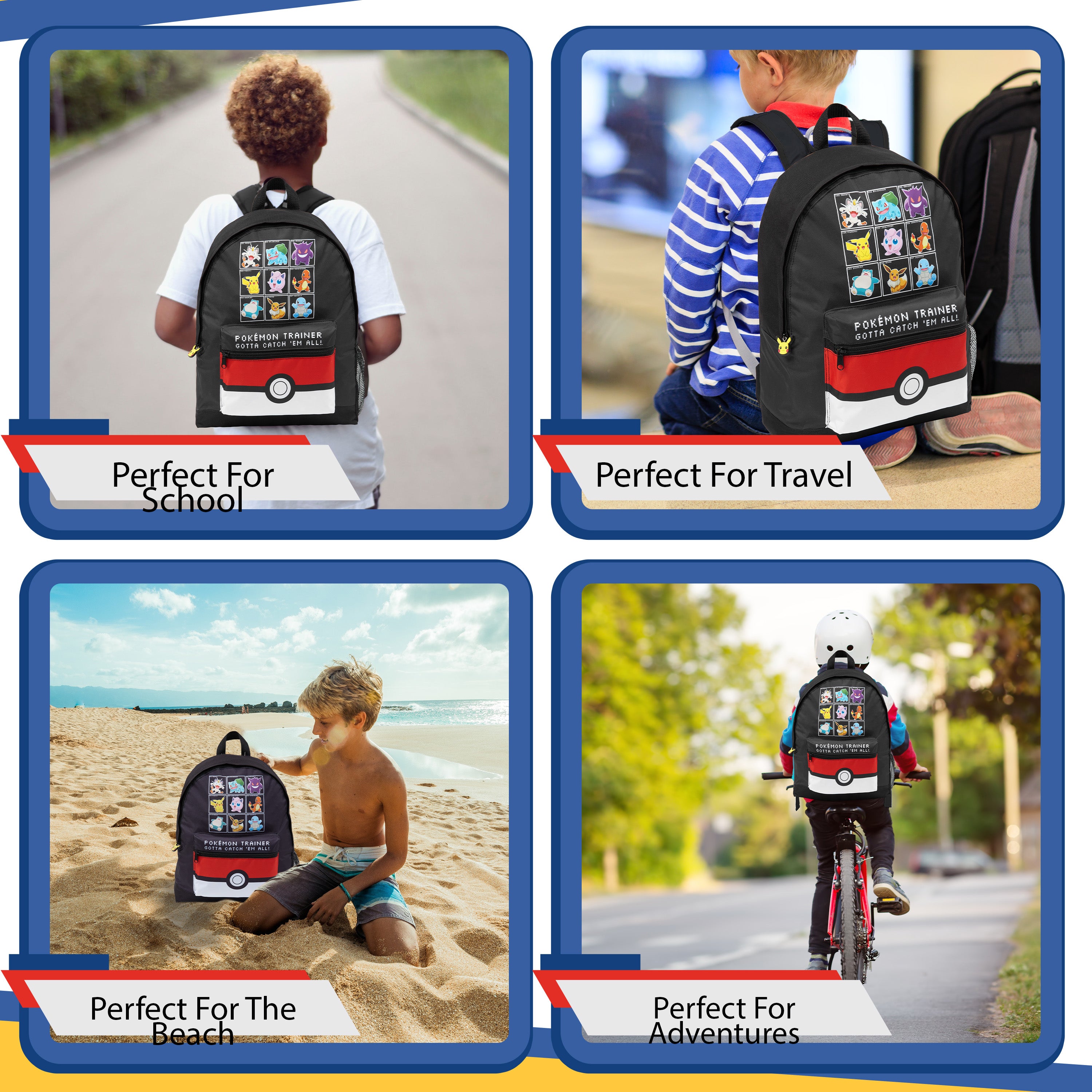 Pokemon Backpack for Kids Teenagers Pikachu Rucksack School Bag with Zipped Pockets - Get Trend