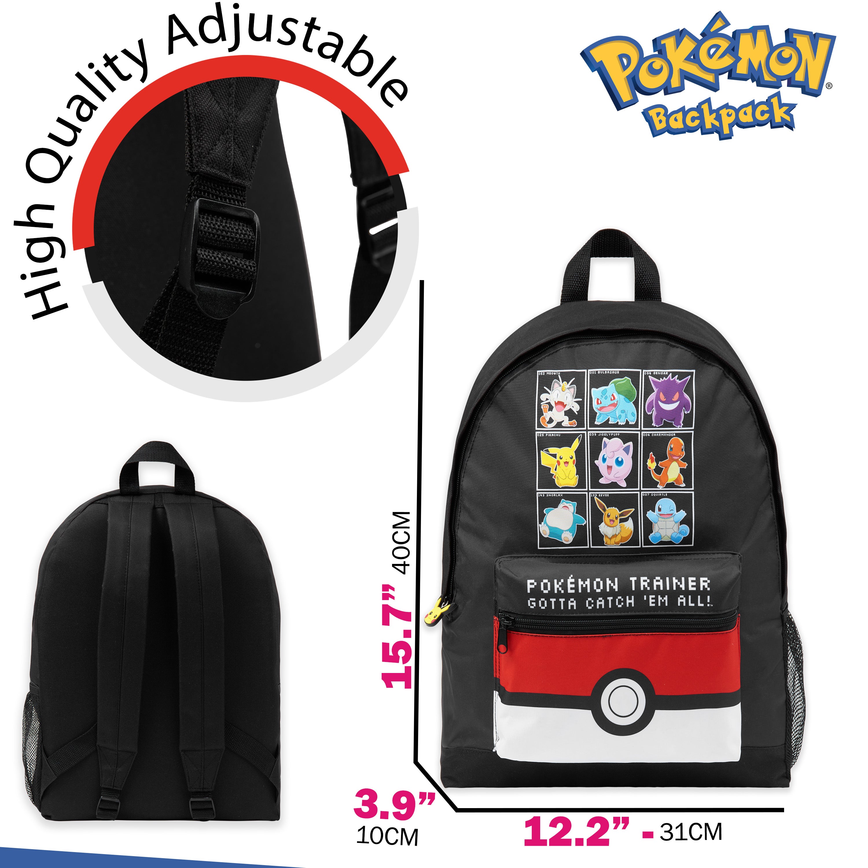 Pokemon Backpack for Kids Teenagers Pikachu Rucksack School Bag with Zipped Pockets - Get Trend