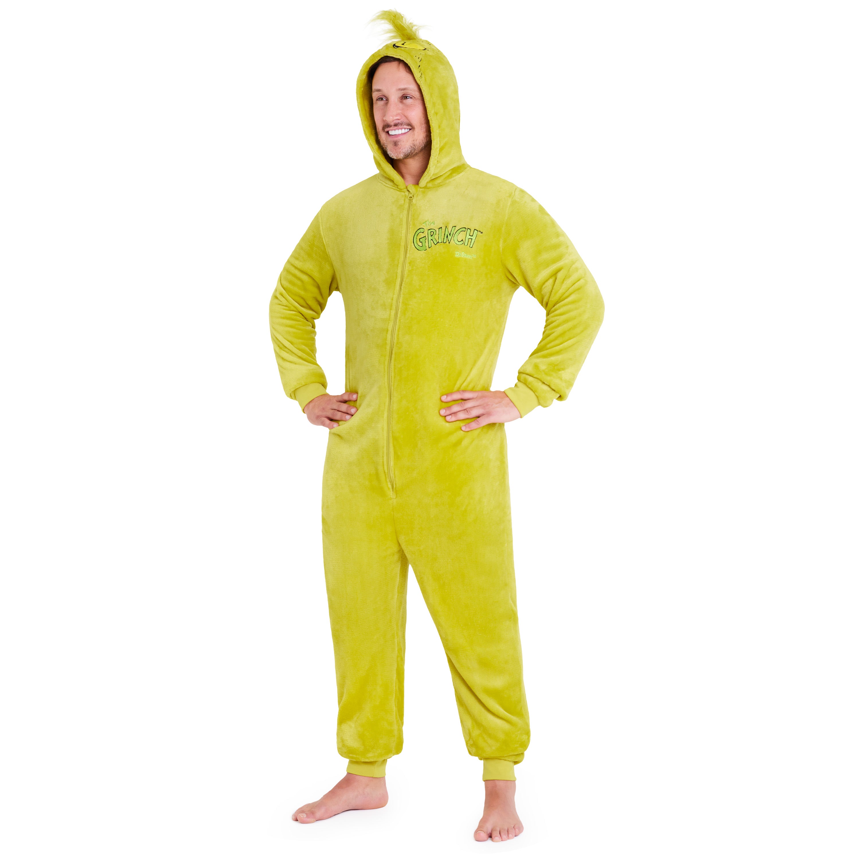 The Grinch Mens Fleece Hooded Onesie Fluffy Loungewear Funny Gifts