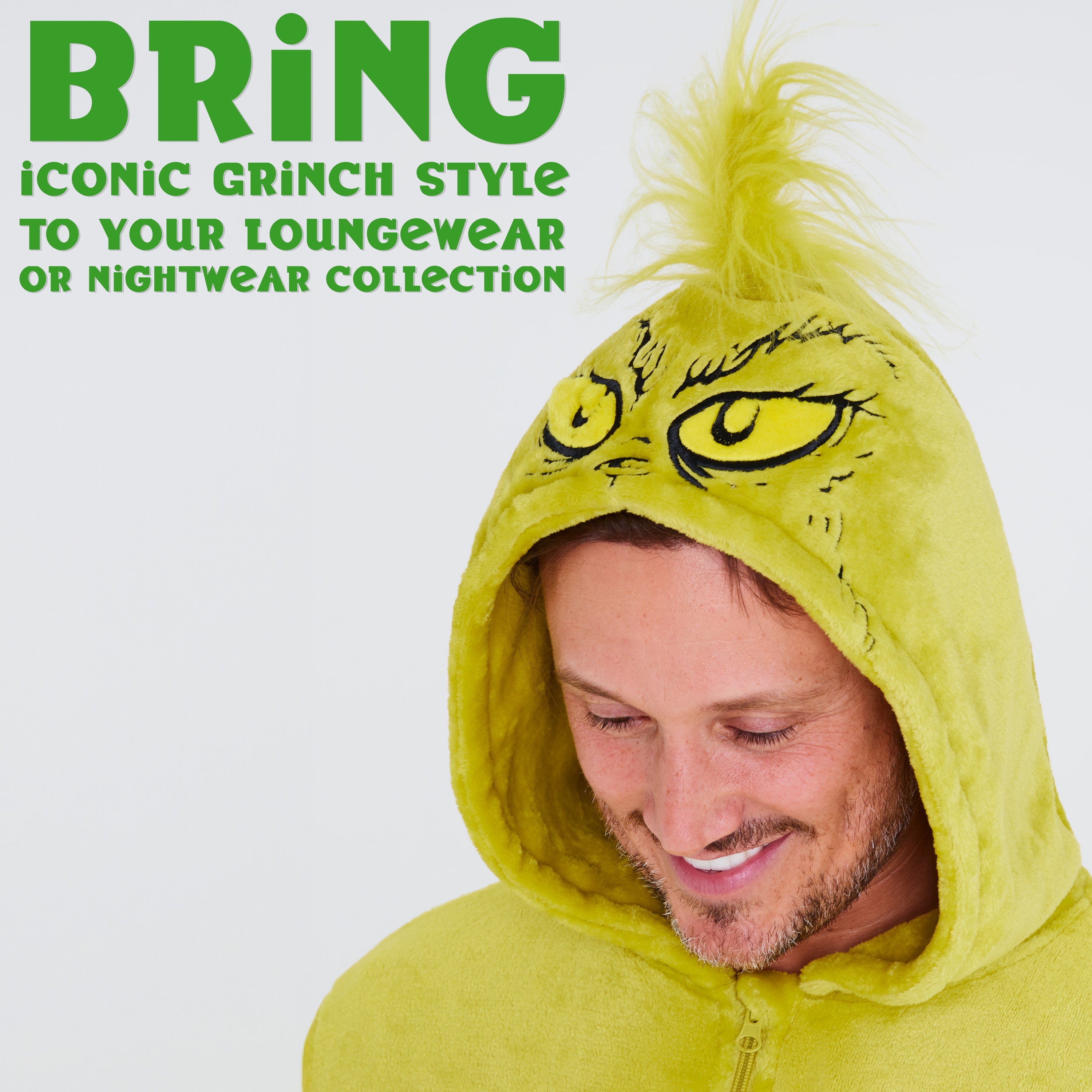 The Grinch Mens Fleece Hooded Onesie, Fluffy Loungewear - Funny Gifts for Him - Get Trend