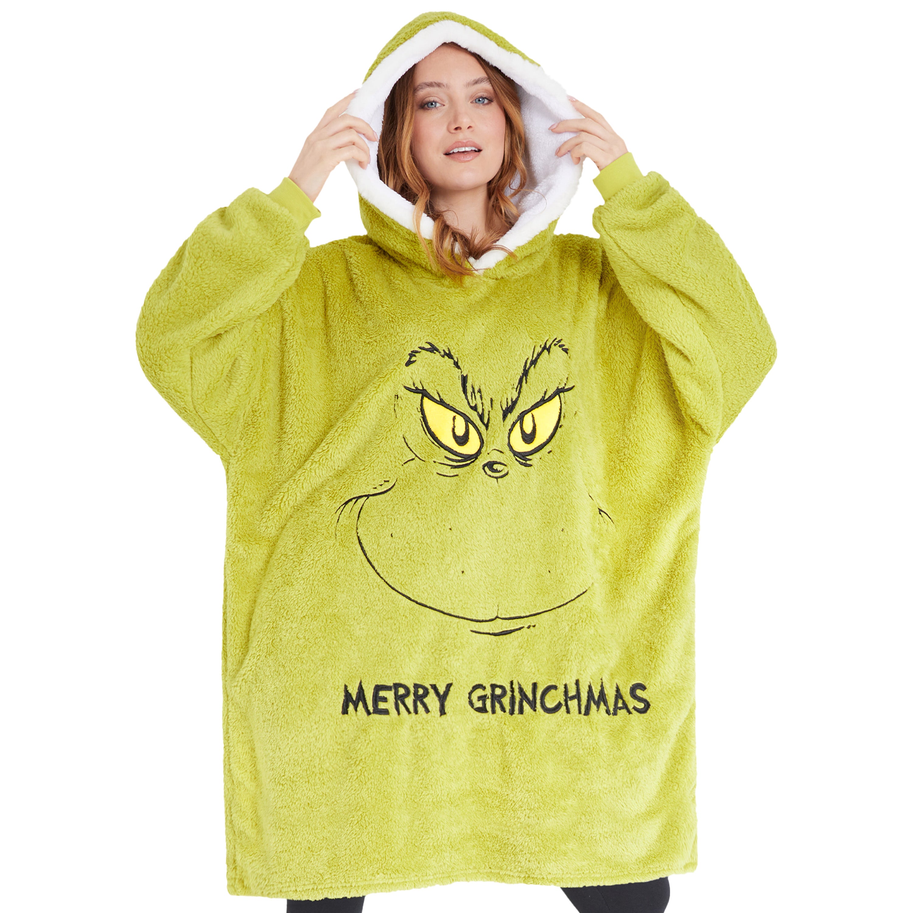 The Grinch Womens Oversized Fleece Hoodie, Cosy Loungewear - Gifts for Women Green - Get Trend