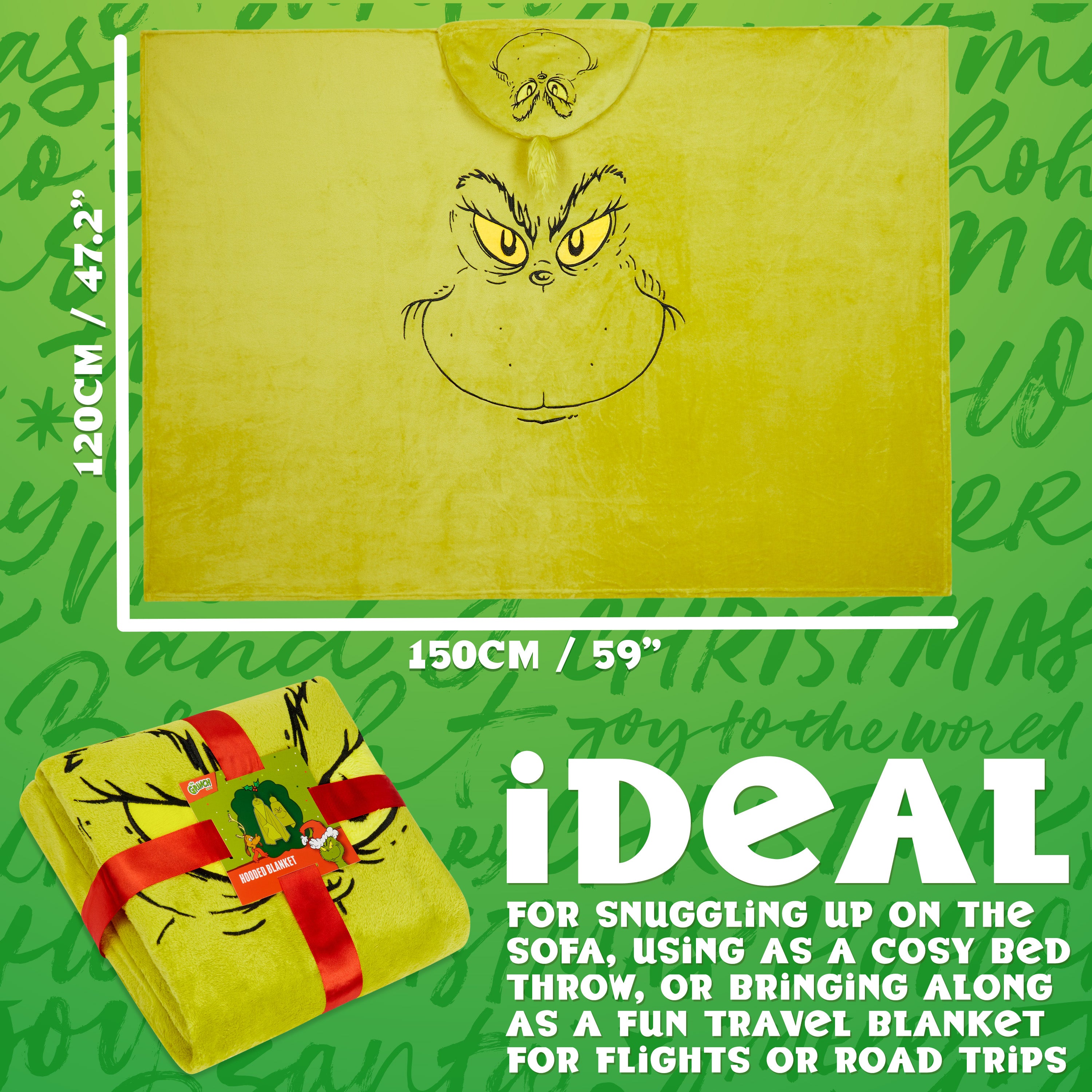 The Grinch Fleece Bed Blanket, Soft Bed Throw 150x120cm - Festive Gifts (Green) - Get Trend