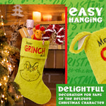 The Grinch Fluffy Christmas Stocking, Funny Festive Hanging Xmas Decor 44cm - Get Trend