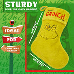 The Grinch Fluffy Christmas Stocking, Funny Festive Hanging Xmas Decor 44cm - Get Trend