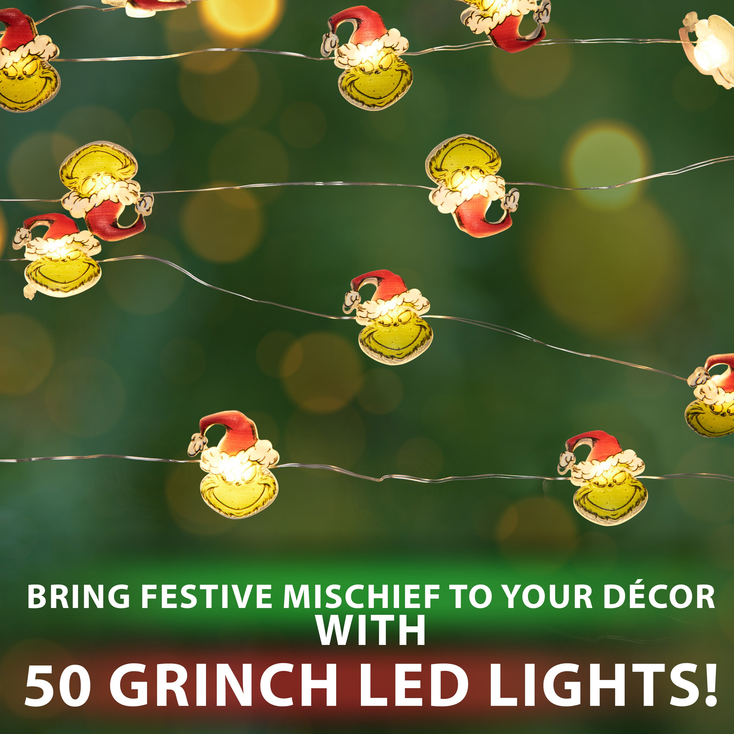 The Grinch LED Christmas String Lights, Battery Operated 170cm Fairy Lights (Green 2D) - Get Trend