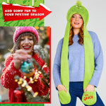 The Grinch Hat Scarf and Gloves Ladies Winter Accessories, Funny Hat Hand Warmer Long Hat Mitten - Gifts for Her - Get Trend